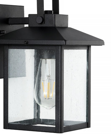Bungalow 6.75" Iron/Seeded Glass Rustic Traditional Lantern LED Outdoor Lantern - JONATHAN Y